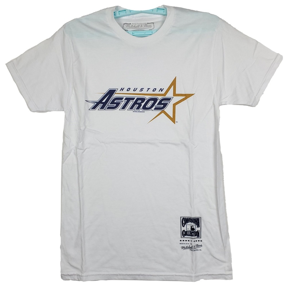 Houston Astros Mitchell & Ness MLB Small Shirt Word w/ Star Logo White‎ NWT